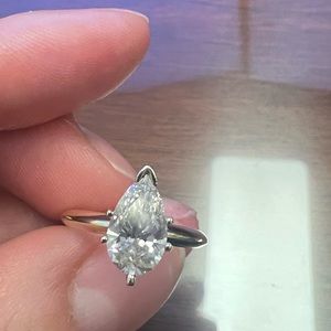 Yellow gold solitaire lab created diamond engagement ring